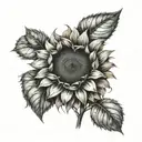 sunflower and heart tattoo design idea