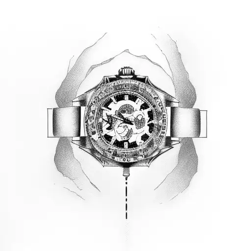 Rolex, money , rose from concrete  tattoo design idea