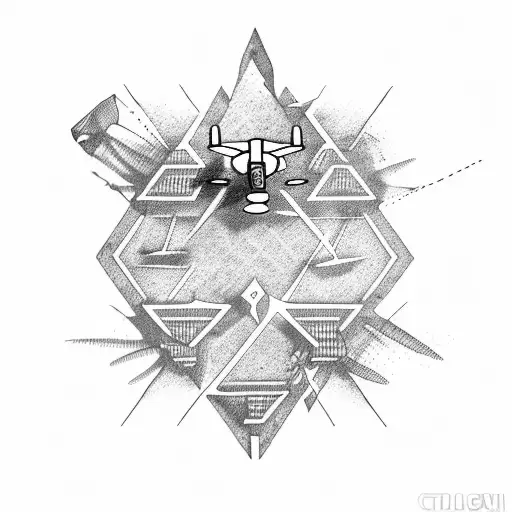 tribal land surveying with drones tattoo design idea
