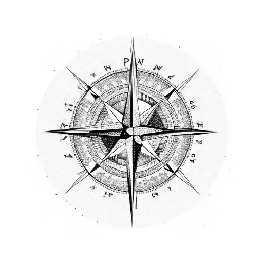 compass topographic map tattoo design idea