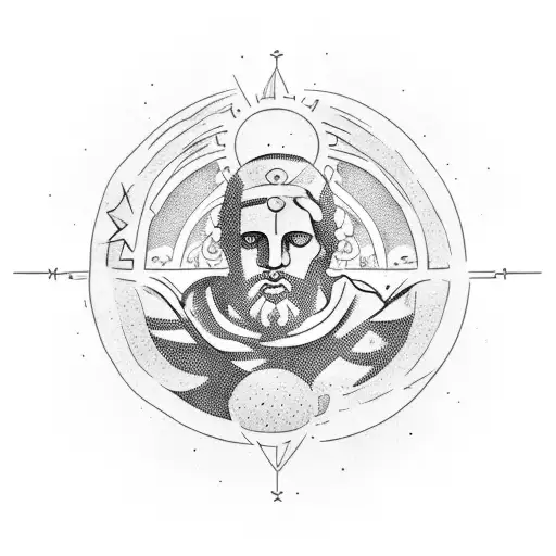 Greek statue holding the earth with roman gladiators underneath tattoo design idea