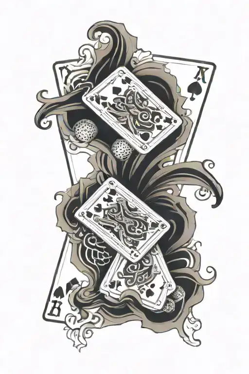 blackjack cards utilizing baseball and golf tattoo design idea