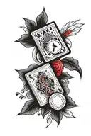 blackjack cards utilizing baseball and golf tattoo design idea