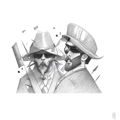 mafia man matching  tattoo design idea