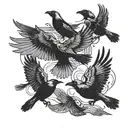 crows flying tattoo design idea