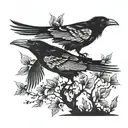 crows flying tattoo design idea