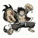 Combine elements of One Piece characters Luffy Gear 5 and Kaido Dragon to create a unique and powerful tattoo design tattoo design idea