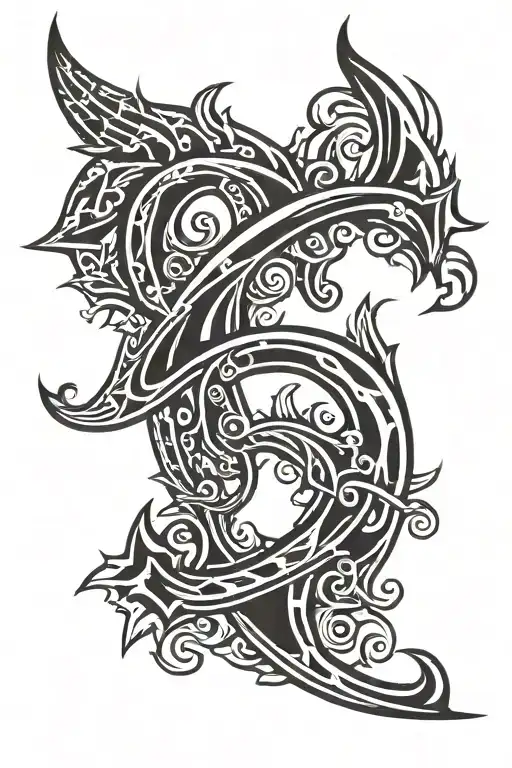 Trident with AAA initial tattoo design idea