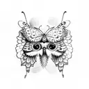 Butterfly with owl eyes and scull in wings tattoo design idea