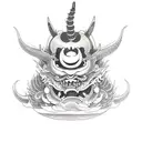 Japanese oldschool a devil and a fat monster tattoo design idea