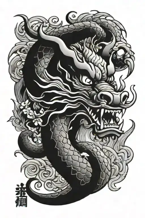 mushu putting stone head  tattoo design idea