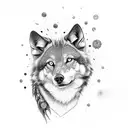 indian girl and wolfes tattoo design idea