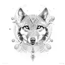 indian girl and wolfes tattoo design idea