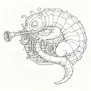 a caterpillar playing saxophone tattoo design idea