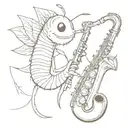 a caterpillar playing saxophone tattoo design idea