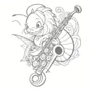 a caterpillar playing saxophone tattoo design idea