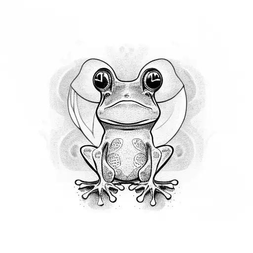 Frog with Mushroom tattoo design idea