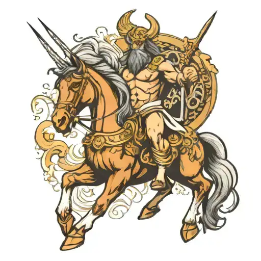 pegasus Zeus holding trident tattoo design idea