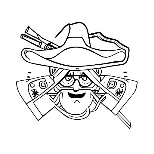 Cowboy with Cross tattoo design idea