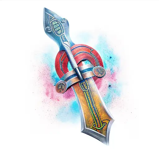 viking axe with binary code tattoo design idea