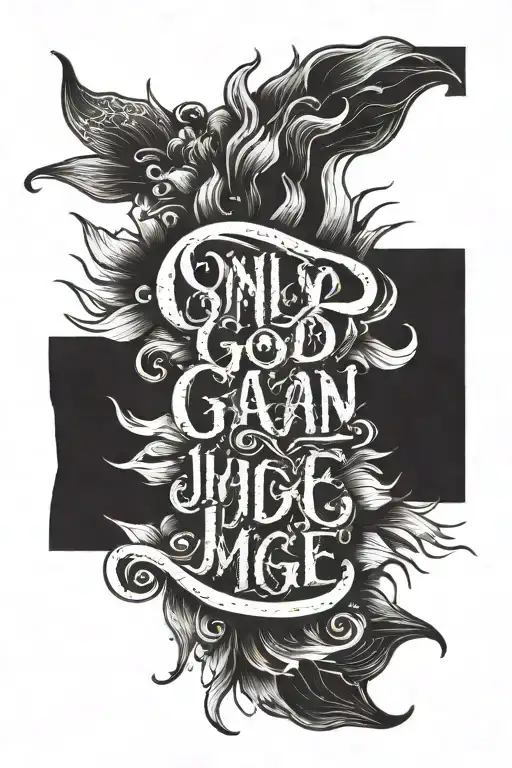 "Only God Can Judge Me" written in cursive with a sun on back tattoo design idea