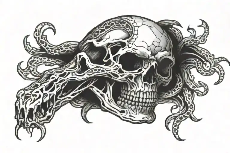 snake skull tattoo design idea