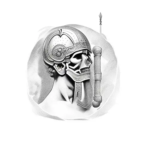 An Alexander the Great themed tattoo in dotwork style tattoo design idea