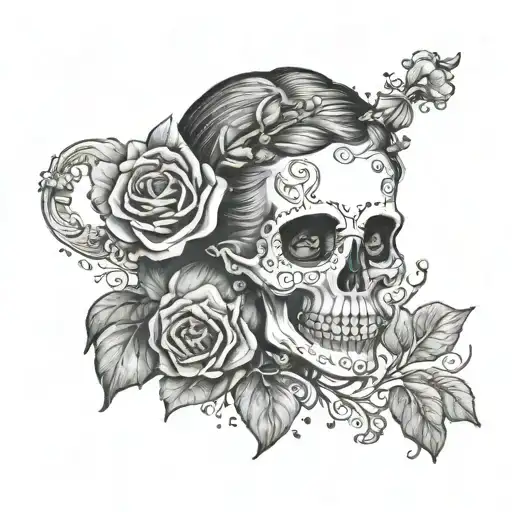 a girl with a skull motif, adding a touch of rebellion to the innocence of childhood. january 15th, shamrock tattoo design idea