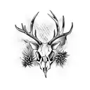 deer skull with thorns around it  tattoo design idea