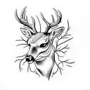 deer skull with thorns around it  tattoo design idea