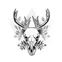 deer skull with thorns around it  tattoo design idea
