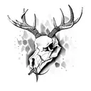 deer skull with thorns around it  tattoo design idea