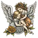 two angels   tattoo design idea
