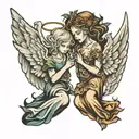 two angels   tattoo design idea