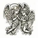 two angels   tattoo design idea