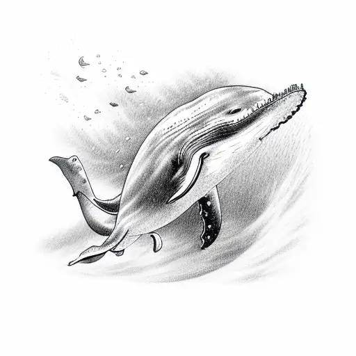 whale with scuba diver tattoo design idea