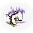 wisteria tree with wooden swing tattoo design idea