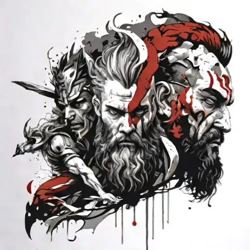 poseidon zeus hades ares god of war tattoo design idea