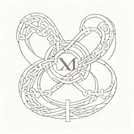 4 Roman numerals in an infinity loop with two on the left and two on the right  tattoo design idea