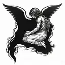 kneeling angel tattoo design idea