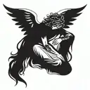 kneeling angel tattoo design idea
