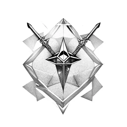 diamond with swords tattoo design idea