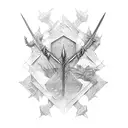 Simply four different swords are crossing  tattoo design idea