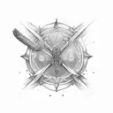 Simply four different swords are crossing  tattoo design idea