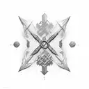 Simply four different swords are crossing  tattoo design idea