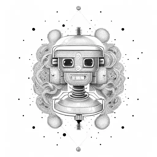 robot poodle flying tattoo design idea