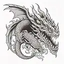 dragon breathing fire tattoo design idea