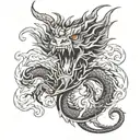 dragon breathing fire tattoo design idea