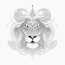 An intricate blackwork design of a lion and a lamb symbolizing strength and peace from the Bible tattoo design idea