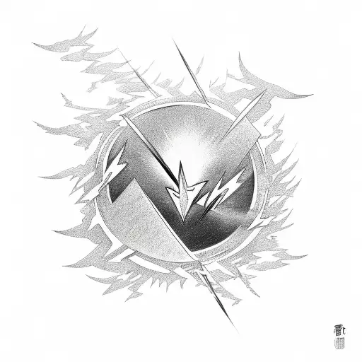 Combine Japanese art motifs with lightning bolts tattoo design idea